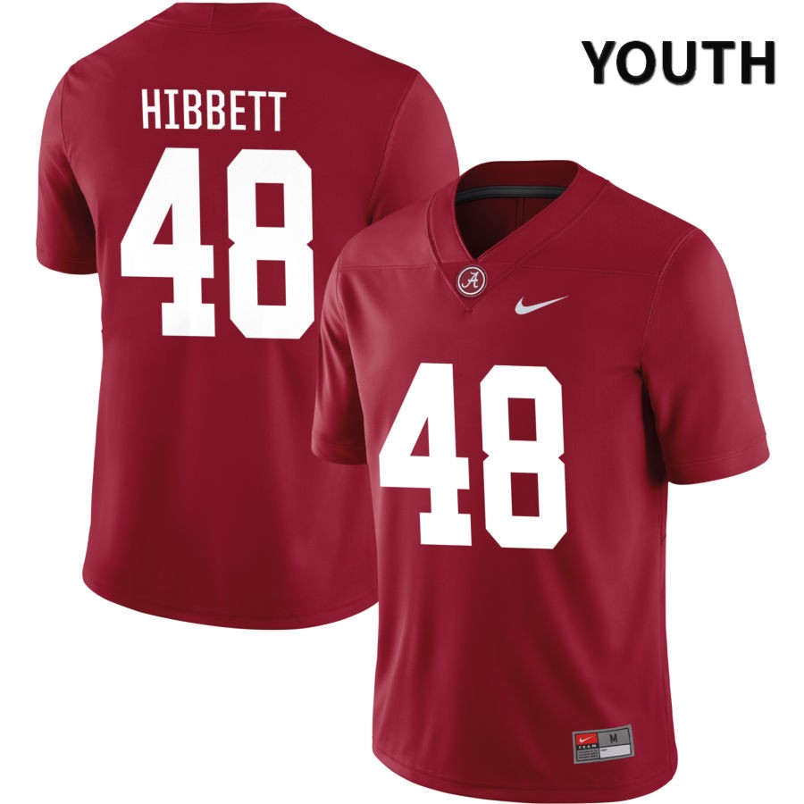 Alabama Crimson Tide Youth Kneeland Hibbett #48 NIL Crimson 2022 NCAA Authentic Stitched College Football Jersey QN16T47CY